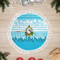 Honduras Christmas Tree Skirt with National Emblem Palm Trees and Snowflake Pattern Design - Wonder Print Shop