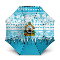 Honduras Christmas Umbrella with National Emblem Palm Trees and Snowflake Pattern Design - Wonder Print Shop