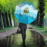 Honduras Christmas Umbrella with National Emblem Palm Trees and Snowflake Pattern Design - Wonder Print Shop