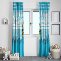 Honduras Christmas Window Curtain with National Emblem Palm Trees and Snowflake Pattern Design - Wonder Print Shop