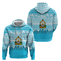 Honduras Christmas Zip Hoodie with National Emblem Palm Trees and Snowflake Pattern Design - Wonder Print Shop