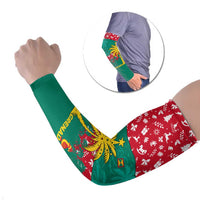 Grenada Christmas Arm Sleeves with Palm Tree Bird and Tropical Holiday Pattern Design - Wonder Print Shop