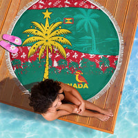 Grenada Christmas Beach Blanket with Palm Tree Bird and Tropical Holiday Pattern Design - Wonder Print Shop