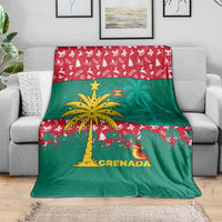 Grenada Christmas Blanket with Palm Tree Bird and Tropical Holiday Pattern Design - Wonder Print Shop