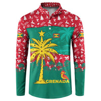 Grenada Christmas Button Sweatshirt with Palm Tree Bird and Tropical Holiday Pattern Design - Wonder Print Shop