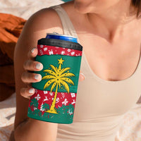 Grenada Christmas 4 in 1 Can Cooler Tumbler with Palm Tree Bird and Tropical Holiday Pattern Design - Wonder Print Shop