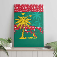 Grenada Christmas Canvas Wall Art with Palm Tree Bird and Tropical Holiday Pattern Design - Wonder Print Shop