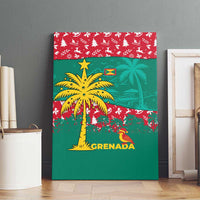 Grenada Christmas Canvas Wall Art with Palm Tree Bird and Tropical Holiday Pattern Design - Wonder Print Shop
