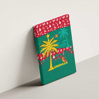 Grenada Christmas Canvas Wall Art with Palm Tree Bird and Tropical Holiday Pattern Design - Wonder Print Shop