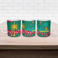 Grenada Christmas Ceramic Mug with Palm Tree Bird and Tropical Holiday Pattern Design - Wonder Print Shop