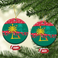 Grenada Christmas Ceramic Ornament with Palm Tree Bird and Tropical Holiday Pattern Design - Wonder Print Shop