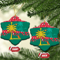 Grenada Christmas Ceramic Ornament with Palm Tree Bird and Tropical Holiday Pattern Design - Wonder Print Shop