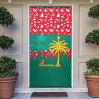 Grenada Christmas Door Cover with Palm Tree Bird and Tropical Holiday Pattern Design - Wonder Print Shop