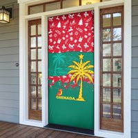 Grenada Christmas Door Cover with Palm Tree Bird and Tropical Holiday Pattern Design - Wonder Print Shop