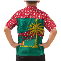 Grenada Christmas Family Matching Mermaid Dress and Hawaiian Shirt with Palm Tree Bird and Tropical Holiday Pattern Design - Wonder Print Shop