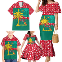 Grenada Christmas Family Matching Mermaid Dress and Hawaiian Shirt with Palm Tree Bird and Tropical Holiday Pattern Design - Wonder Print Shop