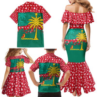 Grenada Christmas Family Matching Mermaid Dress and Hawaiian Shirt with Palm Tree Bird and Tropical Holiday Pattern Design - Wonder Print Shop