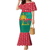Grenada Christmas Family Matching Mermaid Dress and Hawaiian Shirt with Palm Tree Bird and Tropical Holiday Pattern Design - Wonder Print Shop