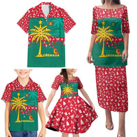 Grenada Christmas Family Matching Puletasi and Hawaiian Shirt with Palm Tree Bird and Tropical Holiday Pattern Design - Wonder Print Shop
