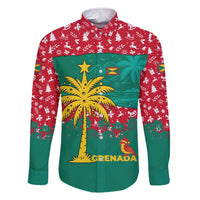 Grenada Christmas Family Matching Short Sleeve Bodycon Dress and Hawaiian Shirt with Palm Tree Bird and Tropical Holiday Pattern Design - Wonder Print Shop