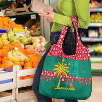 Grenada Christmas Grocery Bag with Palm Tree Bird and Tropical Holiday Pattern Design - Wonder Print Shop