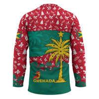 Grenada Christmas Hockey Jersey with Palm Tree Bird and Tropical Holiday Pattern Design - Wonder Print Shop
