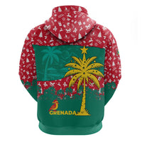 Grenada Christmas Hoodie with Palm Tree Bird and Tropical Holiday Pattern Design - Wonder Print Shop