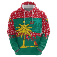 Grenada Christmas Hoodie with Palm Tree Bird and Tropical Holiday Pattern Design - Wonder Print Shop