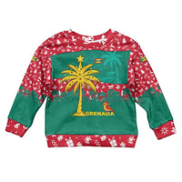 Grenada Christmas Kid Ugly Christmas Sweater with Palm Tree Bird and Tropical Holiday Pattern Design - Wonder Print Shop