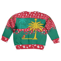 Grenada Christmas Kid Ugly Christmas Sweater with Palm Tree Bird and Tropical Holiday Pattern Design - Wonder Print Shop
