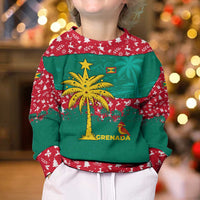 Grenada Christmas Kid Ugly Christmas Sweater with Palm Tree Bird and Tropical Holiday Pattern Design - Wonder Print Shop