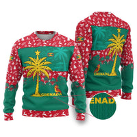 Grenada Christmas Ugly Christmas Sweater with Palm Tree Bird and Tropical Holiday Pattern Design - Wonder Print Shop