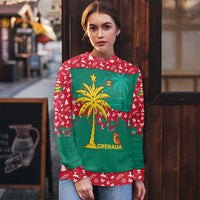 Grenada Christmas Ugly Christmas Sweater with Palm Tree Bird and Tropical Holiday Pattern Design - Wonder Print Shop