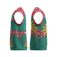 Grenada Christmas Knitted V-Neck Vest with Palm Tree Bird and Tropical Holiday Pattern Design - Wonder Print Shop