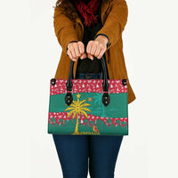 Grenada Christmas Leather Bag with Palm Tree Bird and Tropical Holiday Pattern Design - Wonder Print Shop