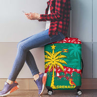 Grenada Christmas Luggage Cover with Palm Tree Bird and Tropical Holiday Pattern Design - Wonder Print Shop