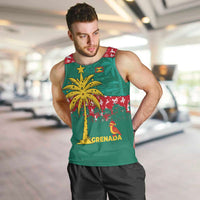 Grenada Christmas Men Tank Top with Palm Tree Bird and Tropical Holiday Pattern Design - Wonder Print Shop