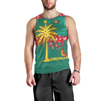 Grenada Christmas Men Tank Top with Palm Tree Bird and Tropical Holiday Pattern Design - Wonder Print Shop