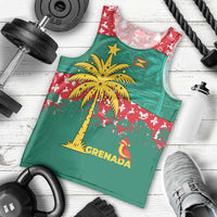 Grenada Christmas Men Tank Top with Palm Tree Bird and Tropical Holiday Pattern Design - Wonder Print Shop