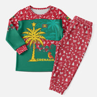 Grenada Christmas Pajama Set with Palm Tree Bird and Tropical Holiday Pattern Design - Wonder Print Shop