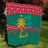 Grenada Christmas Quilt with Palm Tree Bird and Tropical Holiday Pattern Design - Wonder Print Shop