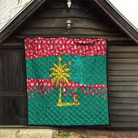 Grenada Christmas Quilt with Palm Tree Bird and Tropical Holiday Pattern Design - Wonder Print Shop