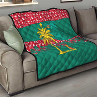Grenada Christmas Quilt with Palm Tree Bird and Tropical Holiday Pattern Design - Wonder Print Shop