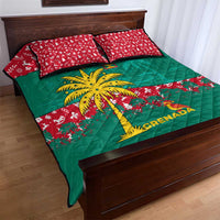 Grenada Christmas Quilt Bed Set with Palm Tree Bird and Tropical Holiday Pattern Design - Wonder Print Shop