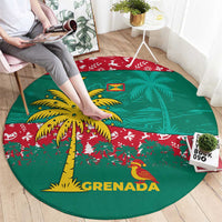 Grenada Christmas Round Carpet with Palm Tree Bird and Tropical Holiday Pattern Design - Wonder Print Shop