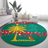 Grenada Christmas Round Carpet with Palm Tree Bird and Tropical Holiday Pattern Design - Wonder Print Shop