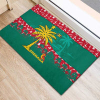 Grenada Christmas Rubber Doormat with Palm Tree Bird and Tropical Holiday Pattern Design - Wonder Print Shop