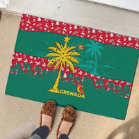 Grenada Christmas Rubber Doormat with Palm Tree Bird and Tropical Holiday Pattern Design - Wonder Print Shop