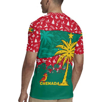 Grenada Christmas Rugby Jersey with Palm Tree Bird and Tropical Holiday Pattern Design - Wonder Print Shop
