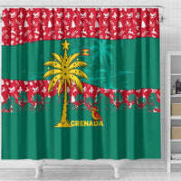 Grenada Christmas Shower Curtain with Palm Tree Bird and Tropical Holiday Pattern Design - Wonder Print Shop